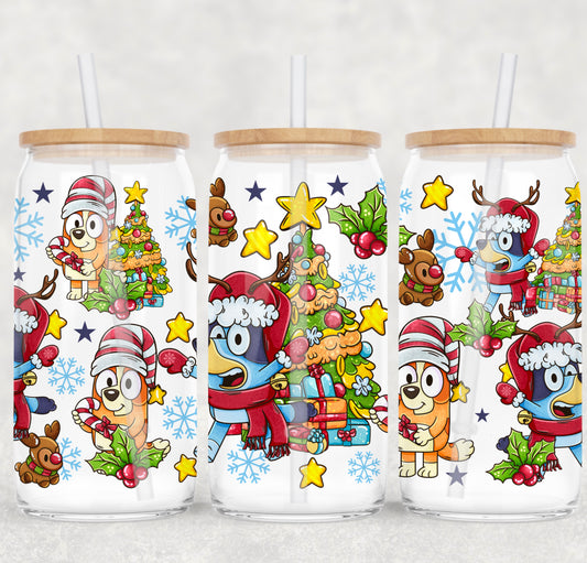 Blue Christmas - UV dtf wrap 16oz libbey : (Holiday kickoff Collab)