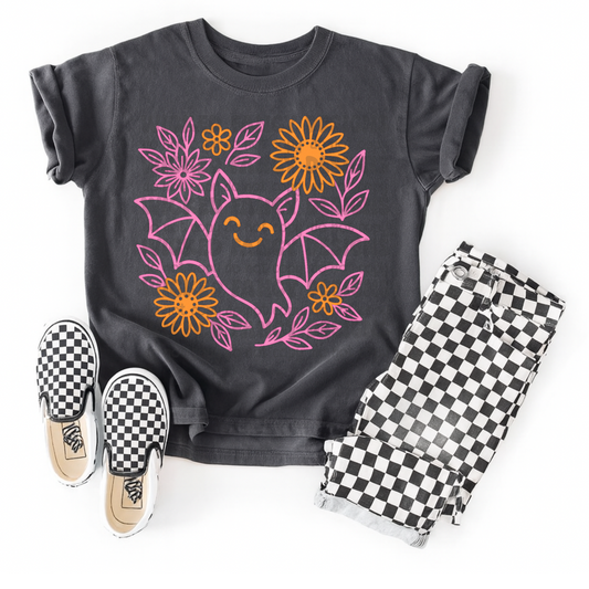 Bat preppy floral - DTF TRANSFER (WFD)