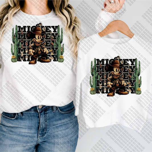 Mouse cowboy cactus western - DTF TRANSFER