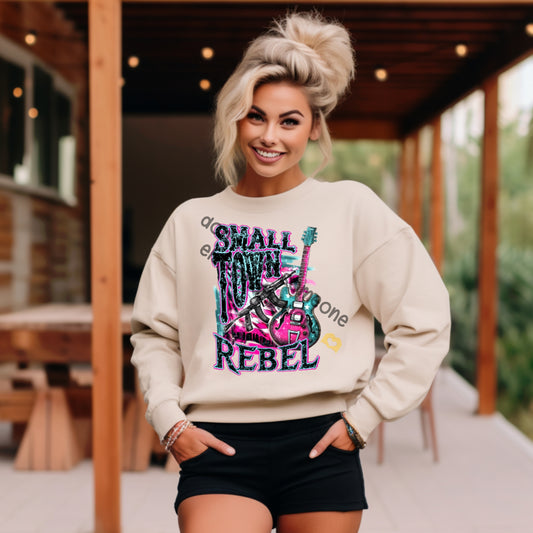 Small town rebel pink purple - DTF TRANSFER (CLD)