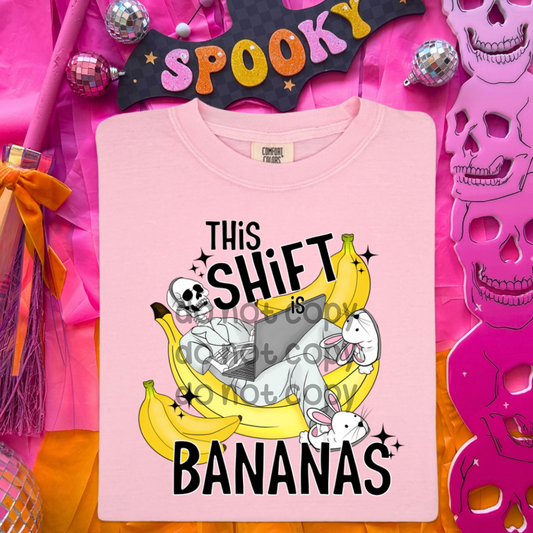 Bunny slippers skellie this shift is bananas - DTF TRANSFER (SDDD)