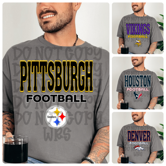 Mens unisex Football Design CHOOSE YOUR TEAM DTF TRANSFER (MMD)
