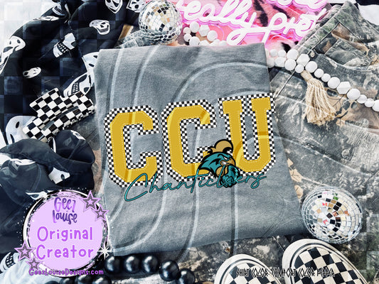 Chanticleer checkered - DTF TRANSFER (GLD925)