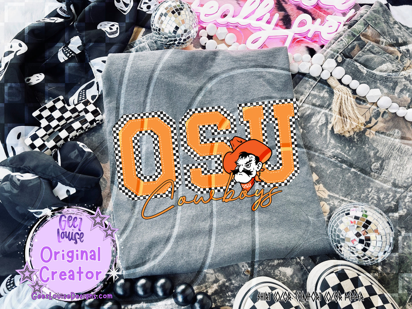 O cowboys checkered - DTF TRANSFER (GLD925)