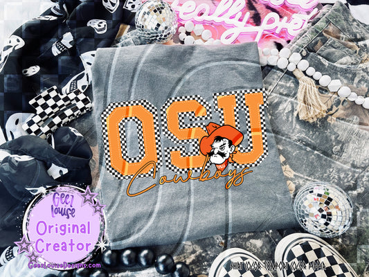 O cowboys checkered - DTF TRANSFER (GLD925)