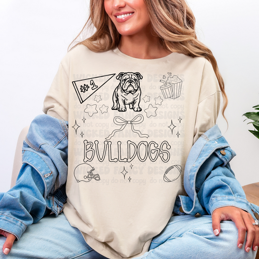 Bulldogs Coquette Bow Sketch  - DTF Transfer (WFD AUG25)