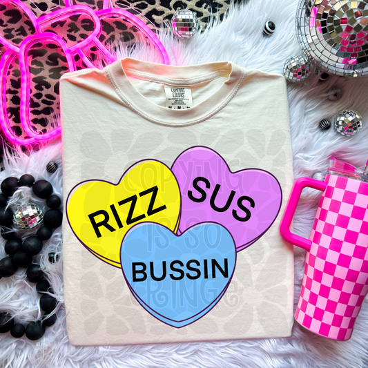 Rizz sus bussin hearts - DTF TRANSFER (WFD)