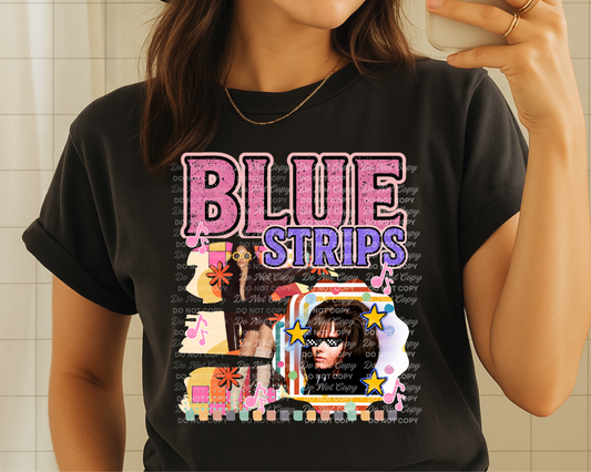 Blue strips 1 - DTF TRANSFER (Bands singers Collab FDC/BYDD)