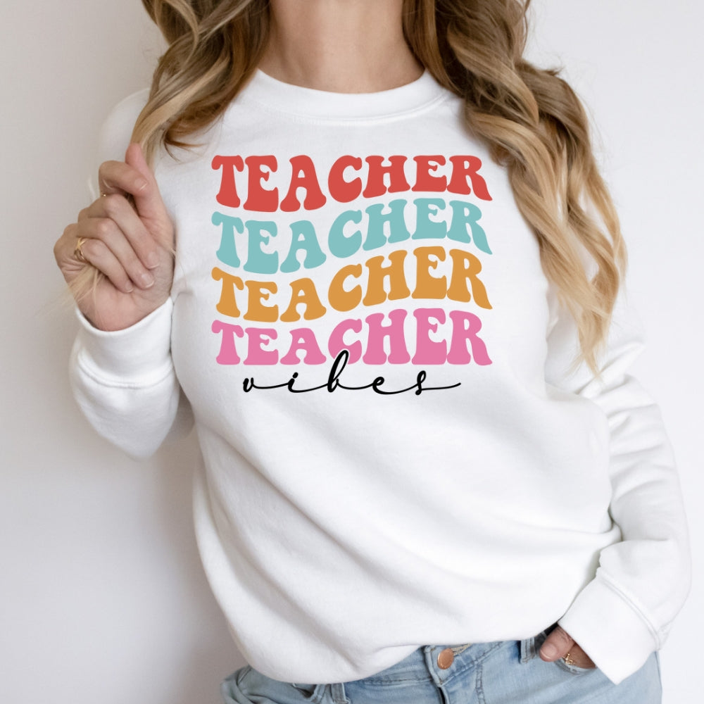 Repeating teacher vibes DTF TRANSFER ONLY