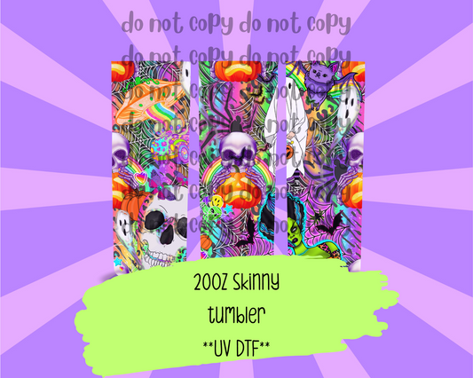 Big skellie Halloween mashup ; UV DTF WRAP 20OZ SKINNY TUMBLER LFH