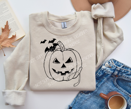 BLACK Bats pumpkin wishbone - DTF TRANSFER ONLY (MMDD) thanksgiving