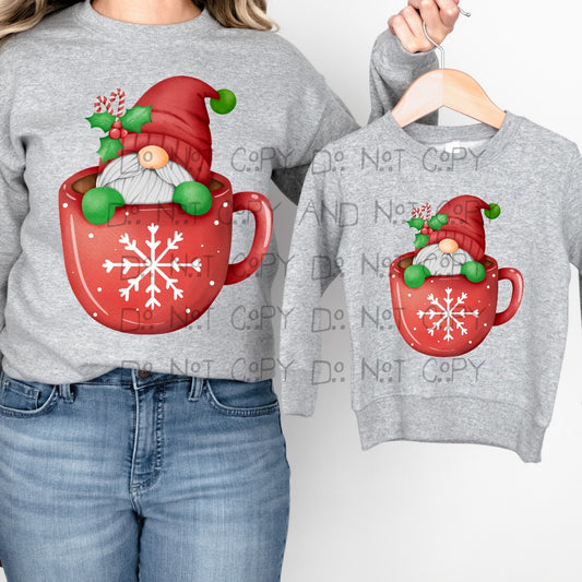 Gnome in a cup  of hot cocoa - DTF TRANSFER ONLY