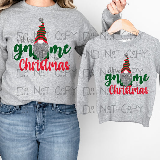 Gnome Christmas faux glitter - DTF TRANSFER ONLY