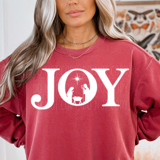 Joy manger scene WHITE - DTF TRANSFER ONLY