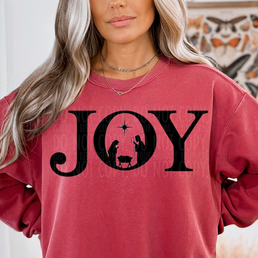 Joy manger scene BLACK - DTF TRANSFER ONLY