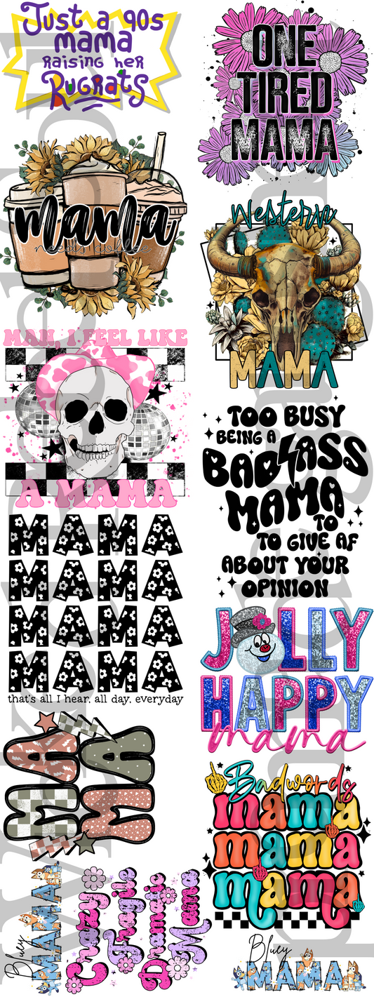 Mama, Mom, Mommy ; premade gang sheet