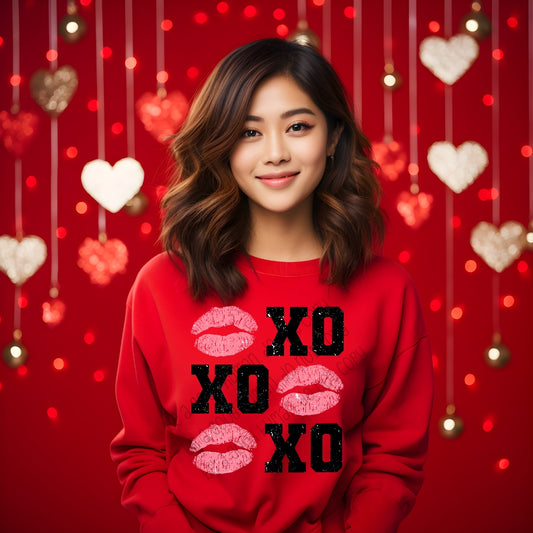 XOXO lips pink and black - DTF TRANSFER (SCRLW)