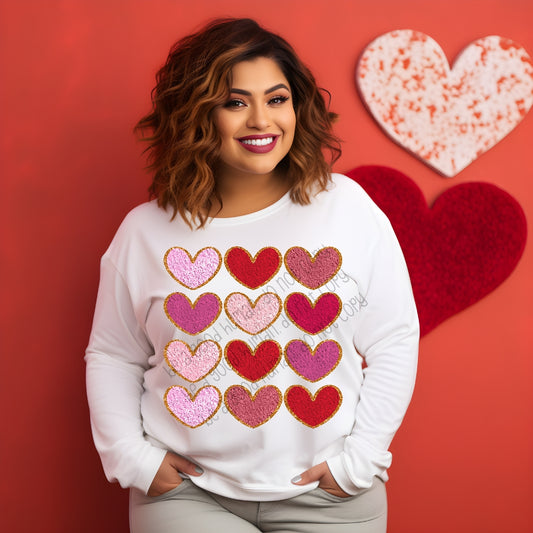 Faux chenille hearts - DTF TRANSFER (SCRLW)