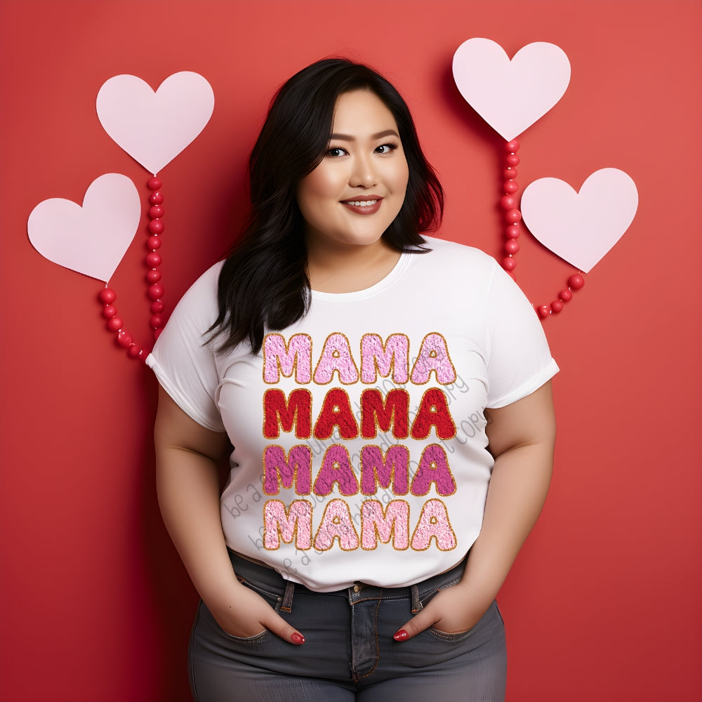 Mama Repeating faux chenille - DTF TRANSFER (SCRLW)