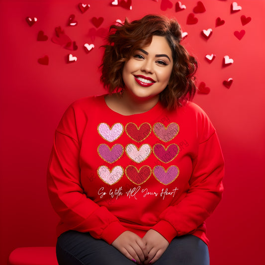 Go with all your heart faux chenille WHT TXT - DTF TRANSFER (SCRLW)