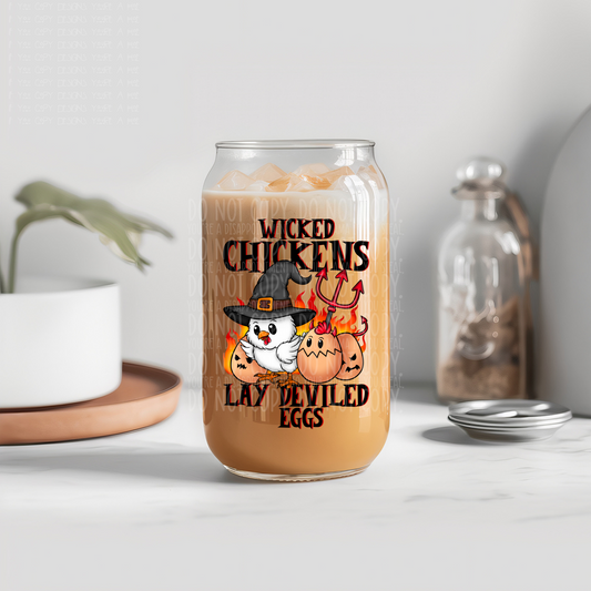Wicked chickens lay deviled eggs - UV dtf decal (m4mc)