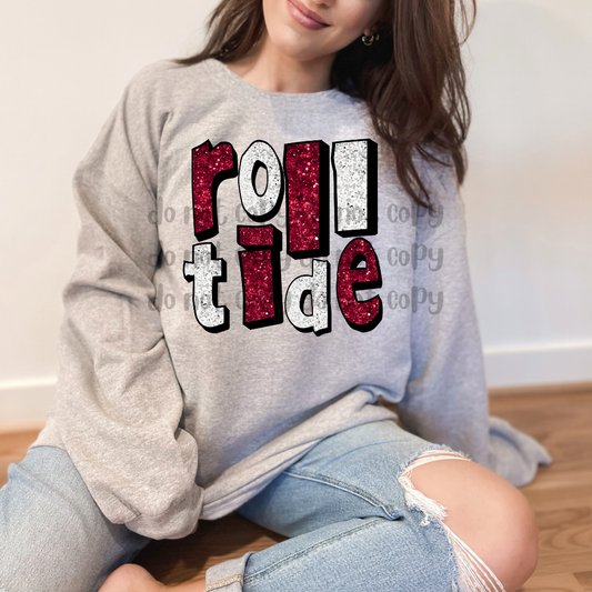 Roll tide faux glitter crazy letters - DTF TRANSFER