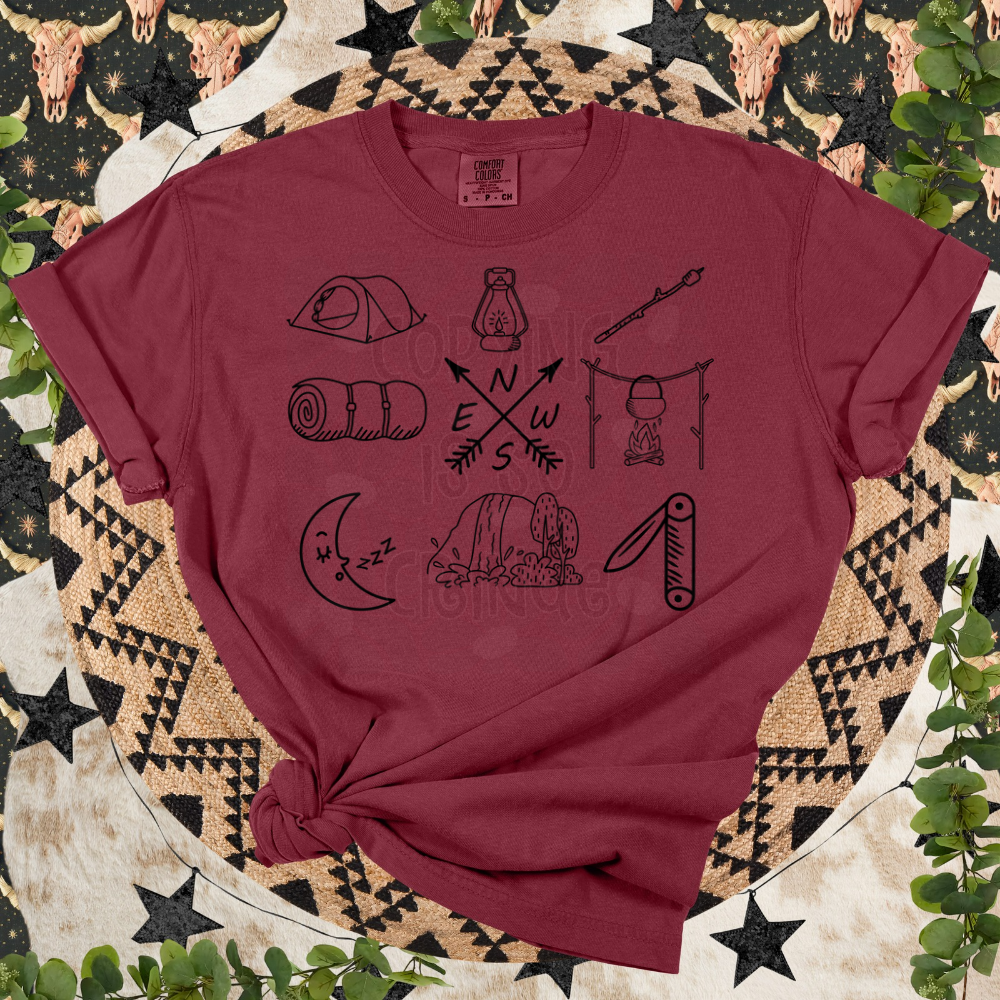 Camping grid black - DTF TRANSFER (WRS)