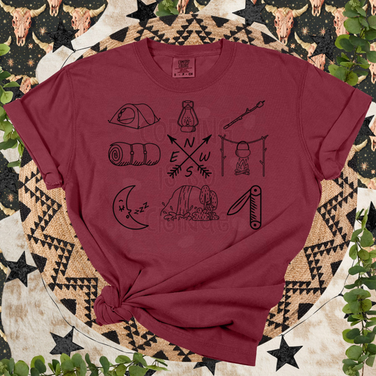 Camping grid black - DTF TRANSFER (WRS)