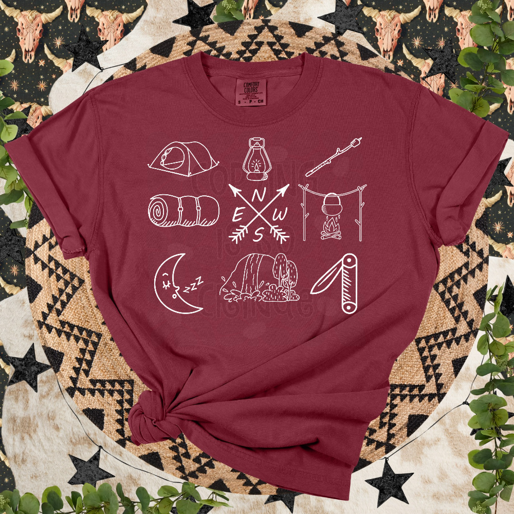 Camping grid white - DTF TRANSFER (WRS)