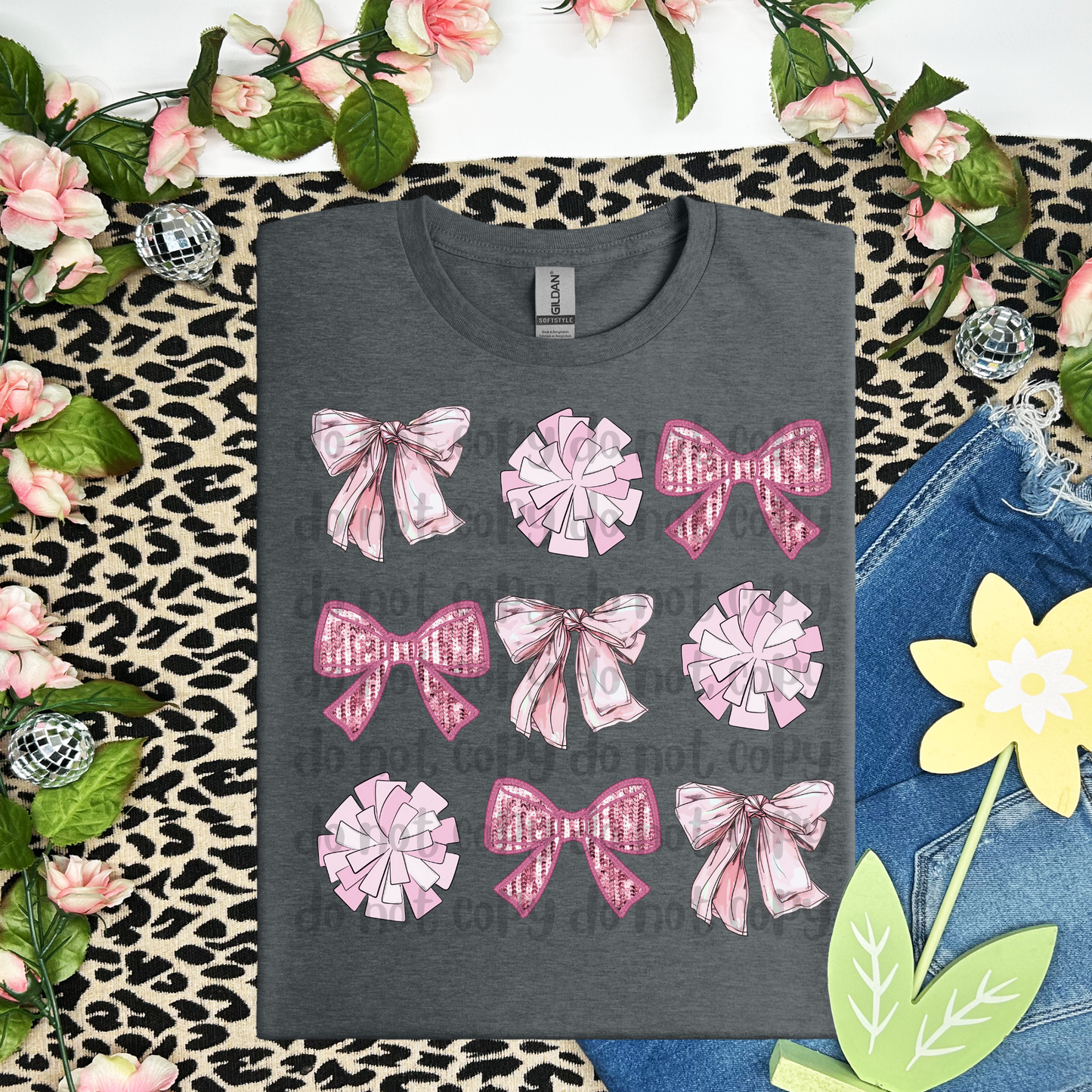 Cheer pom pom bow coquette - DTF TRANSFER (WFD)