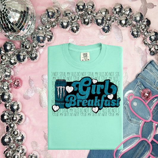 M teal energy Girl Breakfast-DTF TRANSFER (RAD)