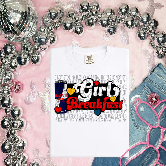 Red energy Girl Breakfast-DTF TRANSFER (RAD)