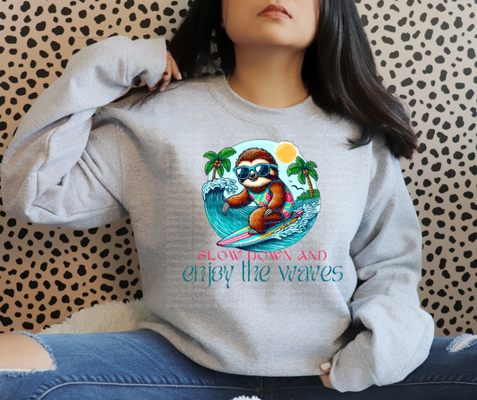 Slow down and enjoy the waves 🦥-DTF TRANSFER (SFD)