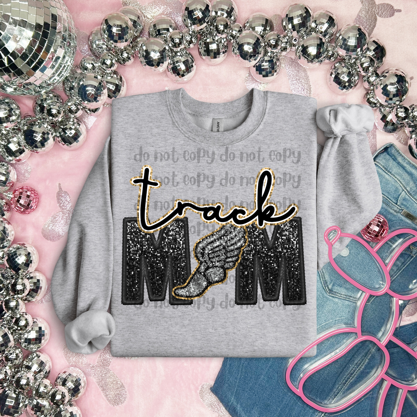 Track Mom faux glitter - DTF TRANSFER