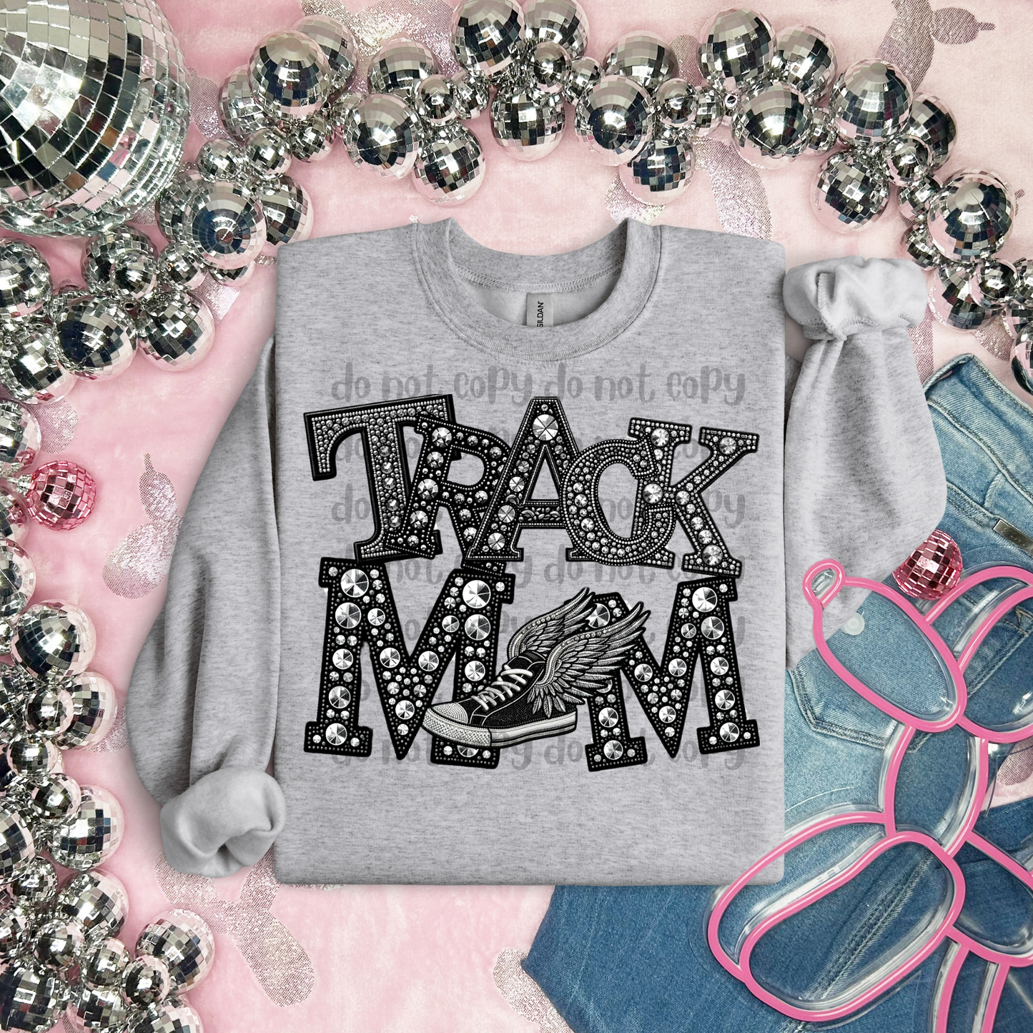Track Mom faux rhinestones - DTF TRANSFER