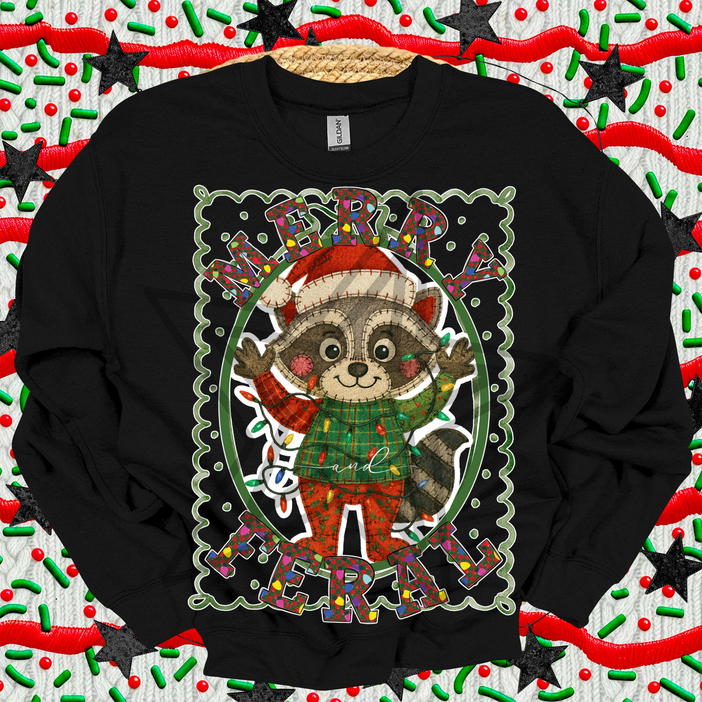 Merry and feral raccoon - (DTF TRANSFER) A Very Snarky Christmas Collab CST X WFD