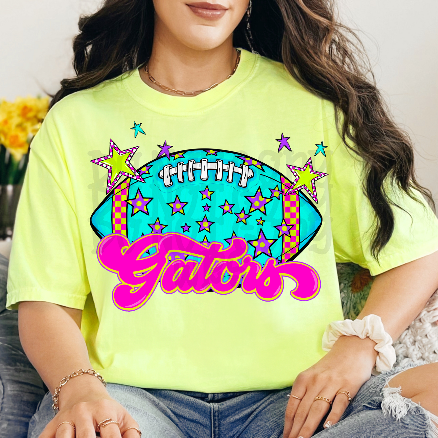 Bright Neon Football CHOOSE YOUR TEAM NAME - DTF TRANSFER (SCG JY25)