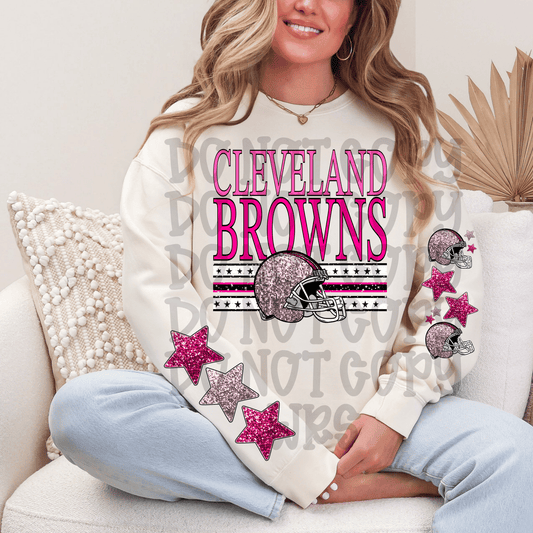 Pink sequin Football Design CHOOSE YOUR TEAM DTF TRANSFER (MMD)