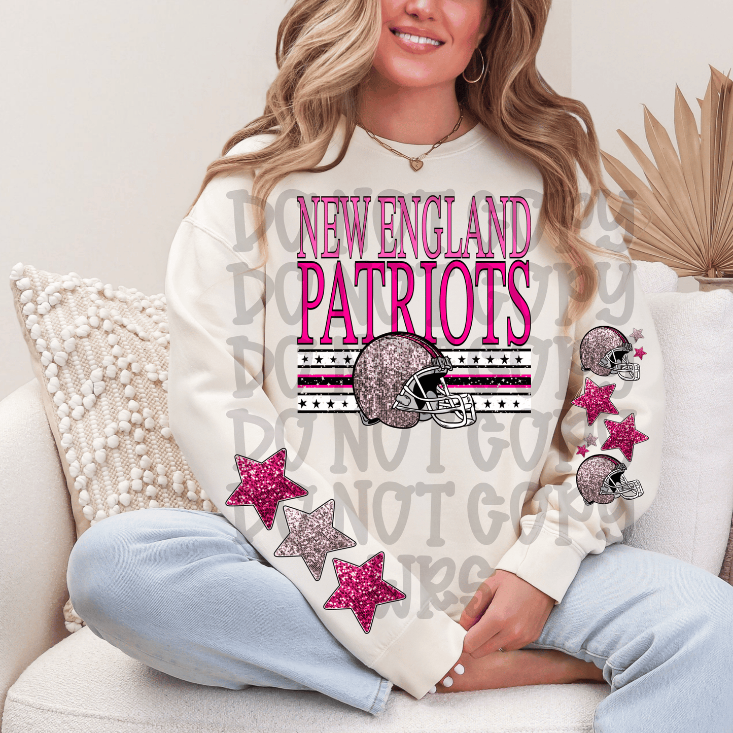 Pink sequin Football Design CHOOSE YOUR TEAM DTF TRANSFER (MMD)