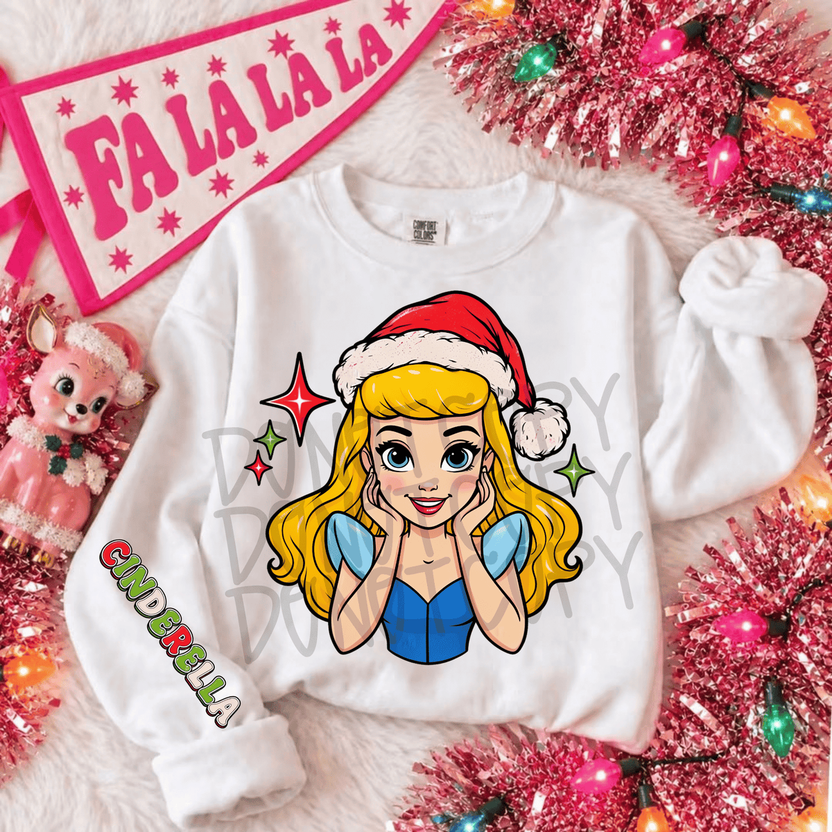 Light blue princess cute Christmas characters DTF Transfer