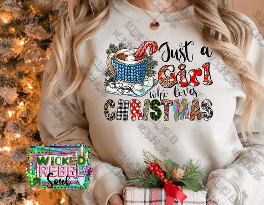 Just A Gilr Who Loves Christmas - DTF TRANSFER ONLY (WRS)
