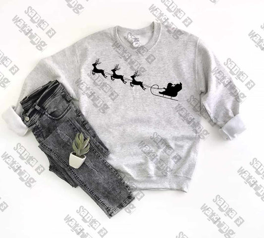 Santa & Reindeers Flying  - DTF TRANSFER ONLY (WRS)