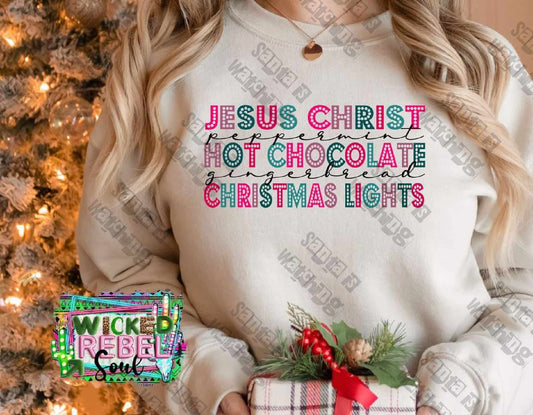 Jesus Christ Hot Chocolate Christmas Movies - DTF TRANSFER ONLY (WRS)