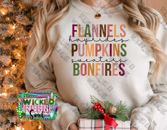Flannels Pumpkins Bonfires - DTF TRANSFER ONLY (WRS)