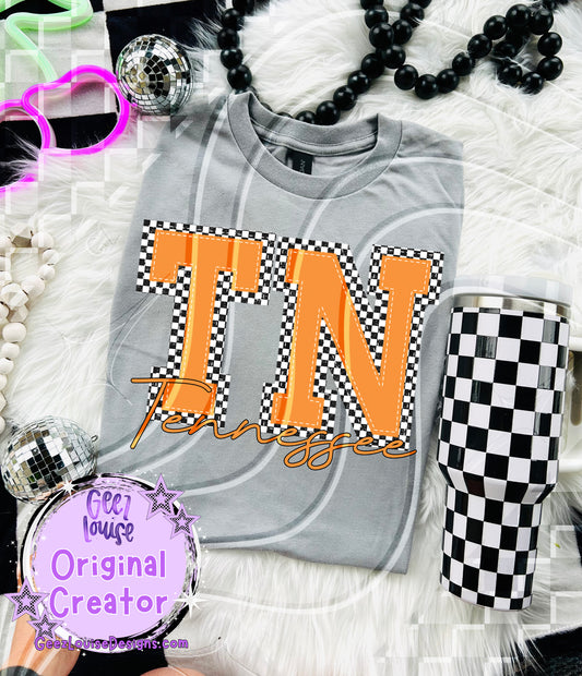 Tennessee checkered - DTF TRANSFER (GLD925)