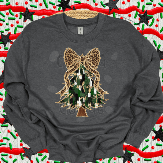 Boujee Xmas tree with bow CHEETAH - DTF TRANSFER (WRS)