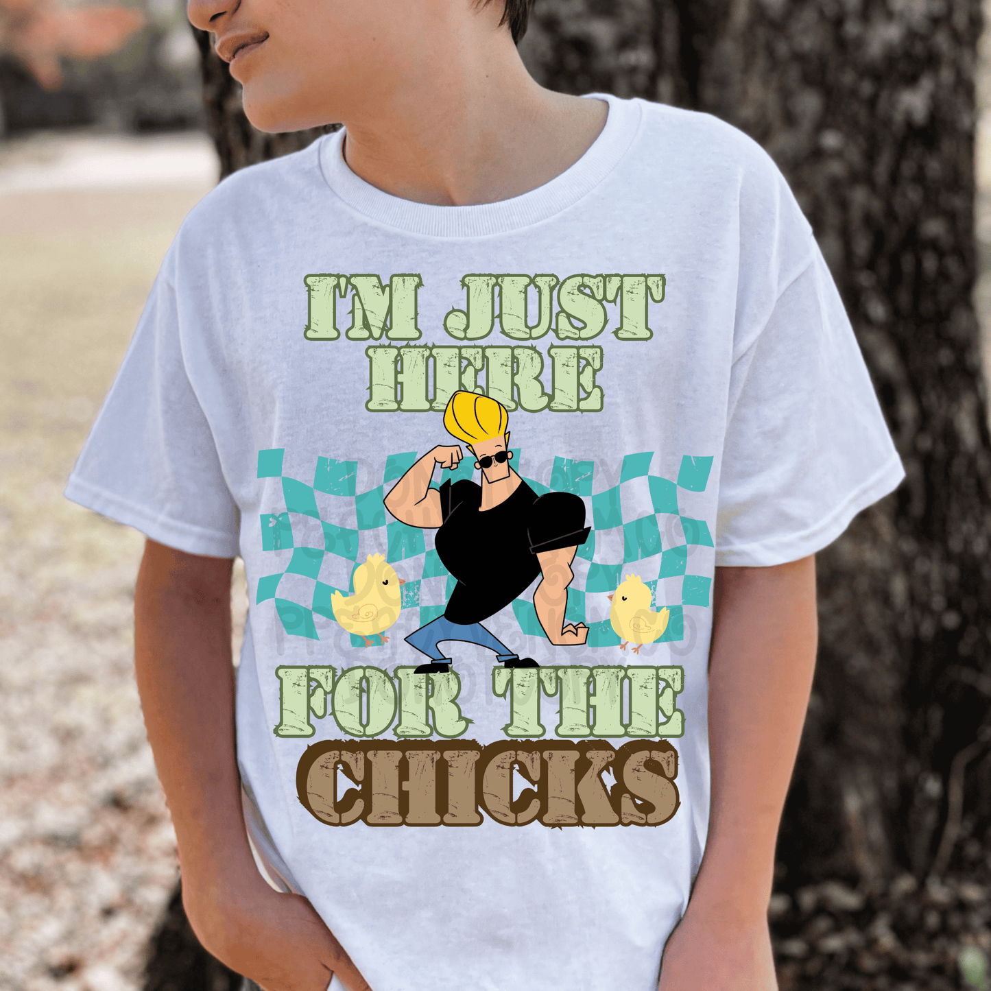 I'm just here for the chicks Johnny B - DTF TRANSFER (Eggstravaganza multi designer collab)