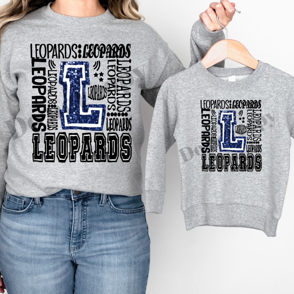 Leopards blue Repeating names - DTF TRANSFER