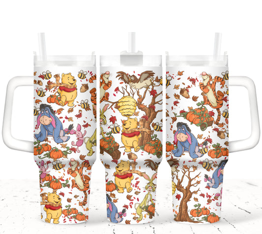 Honeybear fall ; UV DTF 40OZ TUMBLER Wrap (top & bottom) Holiday kickoff collab