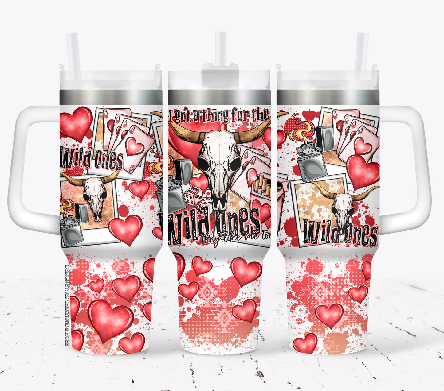 Wild ones red ; UV DTF 40OZ TUMBLER Wrap (top & bottom) AGCM